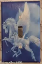 'New!' LARGER SIZE! Pegasus Foal with Mama - Light Switch Cover