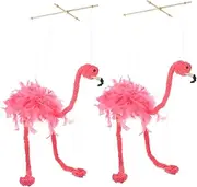 Hohopeti 2pcs Fluffy Flamingo Marionette Puppets Animal String Puppets Interactive Playthings for Performances Creative Games Fun Decor