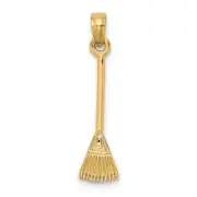 14K 3-D Leaf Rake Garden Tool Charm Bracelet Necklace