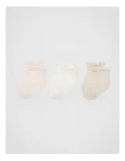 [Seed Heritage] Zig Zag Frill Sock 3 Pack in Light Pink