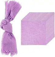 uxcell 12Pcs Handmade Cloth Napkins, 16.5x16.5 Inch Cotton Napkins with Fringe Square Rustic Table Napkin for Wedding Party Dinner Table Decor Bridal Shower, Purple
