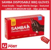 New Samba Food Grade Tough Nitrile BBQ Black Gloves Size: M-L-XL 50 Pk Free Ship