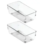 2x iDesign Linus 15x7.6cm Kitchen Drawer Organiser Home/Office Storage Tray CLR