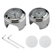 Universal Motorcycle Handlebar Clock Bicycle Thermometer Waterproof Replacement for Motorcycles Bicy Silver white dial clock temp