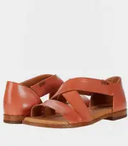 Women Pikolinos Algar Leather Sandals Slip-On Open Toe Flats - Scarlet Red