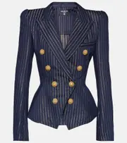 [Balmain] Balmain Lurex® pinstripe denim blazer UK 8 blue