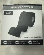 SB SOX Original Cotton Kinesiology Tape 16ft Uncut Roll -Best Latex Free -Black
