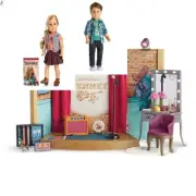 American Girl Tenney and Logan Doll and PERFORMANCE STAGE Dressing Room SET