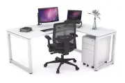 Quadro Loop Legs L-Shaped Corner Office Desk [1600L x 1800W with Cable Scallop]