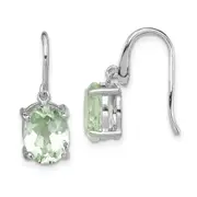 Sterling Silver Rhodium Green Quartz Wire Earrings