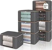 Foldable Storage Bags, 8 Pack Clothes Large Blanket Clothes Organization and Storage Containers for Comforters,Bedding, Foldable Organizer with Reinforced Handle, Clear Window, Sturdy Zippers
