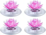Obell Solar Floating Pool Lights Outdoor Pond Decoration Lighting Wireless Waterproof Color Changing LED Garden Lamp for Swimming Pool, Lily Pond, Birdbath, Home, Yard (Lotus-4pack)