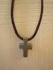 J. JILL Antique Silver Cross Brown Cord Adjustable 36" Necklace NWT