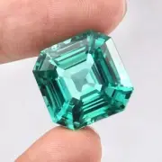 AAA Flawless 9.26 Ct Ceylon Unheated Green Parti Sapphire Loose Asscher Cut Gem