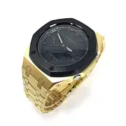 Casio GA2100 Casioak Mod Royal Oak G-Shock GA-2100 Gold Metal Watch Black Bezel