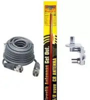 NEW FIRESTIK 2 FS3 R 3FT RED CB ANTENNA, 18FT RG8X COAX, BRACKET & STUD