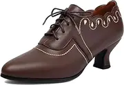 [Galindopia] Vintage Oxford Heels for Women Retro Wingtip Brogues