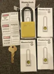 Lot Of 4 X Master Lock 406YLW Lockout Padlock KD Yellow 1-3/4"H