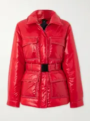 [Perfect Moment] Perfect Moment - Jade Belted Quilted Padded Glossed-shell Ski Jacket - Red - large large Red