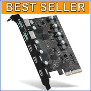 5-Port PCIe USB 3.2 Hub: 10Gbps 3X USB-C & 2X USB-A Card for Fast Data Transfer