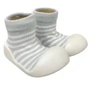 Rubber Soled socks Grey Stripe