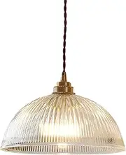 HJXDtech Industrial Vintage Glass Dome Pendant Light with Copper Brass E27 Lamp Socket Ceiling Light Pendant Lamp Loft Chandelier (30 cm)