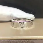 二手精品 CARTIER 卡地亞 LOVE系列 18K白金戒指 寬版 三鑽款戒指 男女同款 鑽戒 B4032500