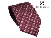 Giorgio Armani 360254 2R807 00176 Burgundy Diamond-Shaped Komon Striped Pattern