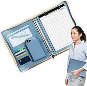 Leather Padfolio, Travel Organizer Pouch, Business Folio Organizer, Travel Organizer Pouch, Leather A4 Document Folder, Resume Binder Folder Convenient A4 Document Folder Padfolio for Men & Women