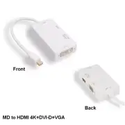 Kentek Mini Displayport 1.2 to 4K HDMI/VGA/DVI 3IN1 Adapter PC MAC Thunderbolt 2