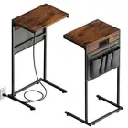 Evermagin C Shaped End Table with Charging Station Set of 2 Small Side Table ...