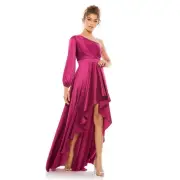 Mac Duggal 49141 Berry High Low One Shoulder Flowy Gown Size 2