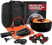 Recovery Kit Winch Recovery Tracks Snatch Strap for Offroad Car 4WD Tow Strap D-Ring Shackles 8T Snatch Block Shackle Hitch Receiver Trailer Hitch Lock Dampener Folding Survival Shovel Tire Deflator