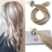 [RemeeHi] Micro Ring Hair Extensions Straight Micro Loop Hair Extensions Real Human Hair 100 Strands 100g 16 Inch Per Pack 30# Auburn Brown