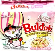 Samyang Buldak Cream Carbonara Spicy Chicken Ramen (Stir-Fried Noodle) 140g x 5