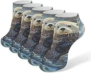 [LPSADGF] Sea Otters Painting Socks Low Cut Ankle Sock Athletic Running Low Cut Socks Thin Soft Ankle Socks Unisex, White