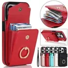 Leather Card Wallet Ring Phone Case For iPhone 11 12 13 14 15 16 Pro Max XR 8 7