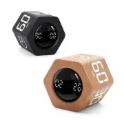 Pomodoro Timer 1,5,10,30,60 Minutes Preset, Desk 2 Wood Grain＆black