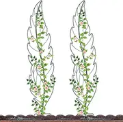 [Hokfirm] Plant Trellis, Vines, Flowers, Green Leaf Climbing Support Trellis Metal Garden Trellis - Leaf Shaped Trellis Set of 2(Green)