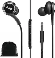 Samsung AKG Earbuds Original 3.5mm in-Ear Earbud Headphones with Remote & Mic for Galaxy A71, A31, Galaxy S10, S10e, Note 10, Note 10+, S10 Plus, S9 - Braided, Includes Velvet Carrying Pouch - Black