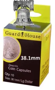 10 Morgan Trade Silver Dollar Coin Holder Capsule Direct Fit GUARDHOUSE 38.1mm