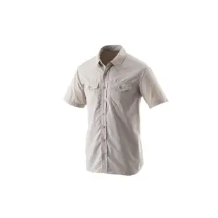 【Wildland 荒野】男排汗抗UV短袖襯衫-白卡其-W1210-83(襯衫/男裝/上衣/休閒上衣)