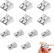 12 PCS Metal Pencil Sharpener, Sharpner, Sharpeners, for School Penci, Colored Graphite Pencils, Crayon, Home School Office(Silver Single Hole/Double Hole 6 Each)
