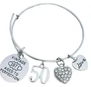 50th Birthday Bangle, 50th Birthday Gifts for Men & Women, Vintage 1971