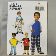 Butterick Pattern B6278 Boys Childs Top Shorts Pants Knit or Woven 6 7 8 UNCUT