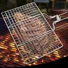 Extra Large BBQ Fish Clamp Meat Barbeque Wire Grill Mesh Net Foldable Handle