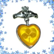 NEW REAL SHAMROCK Leaf Celtic Irish Crown Claddagh Brooch Pin Lapel Tack Heart