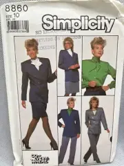 Simplicity 8860 Blouse Skirt Pants & Lined Jacket Pattern Size 8, 10 OR 12