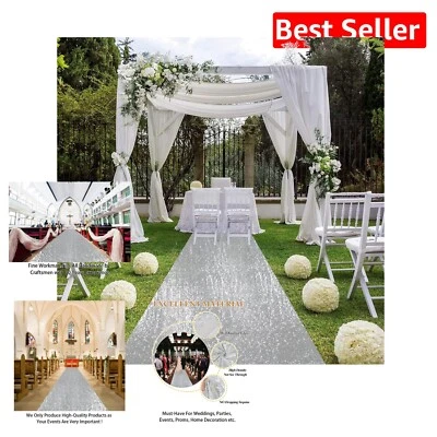 4'x15' Silver Sequin Aisle Runner: Perfect for Weddings & Special Celebrations
