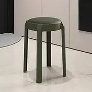 Plastic Stool, Home Stackable Stool,Round Padded Bar Stool, Dining Room Standby Stool, Stack Stool for Classroom, School,Home,Students(Green)